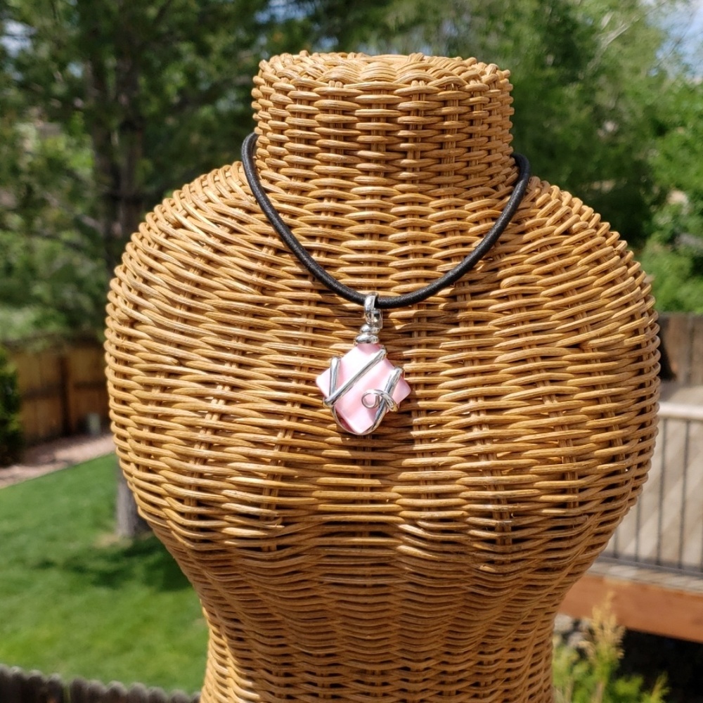 Large, reversible, faux gemstone necklace